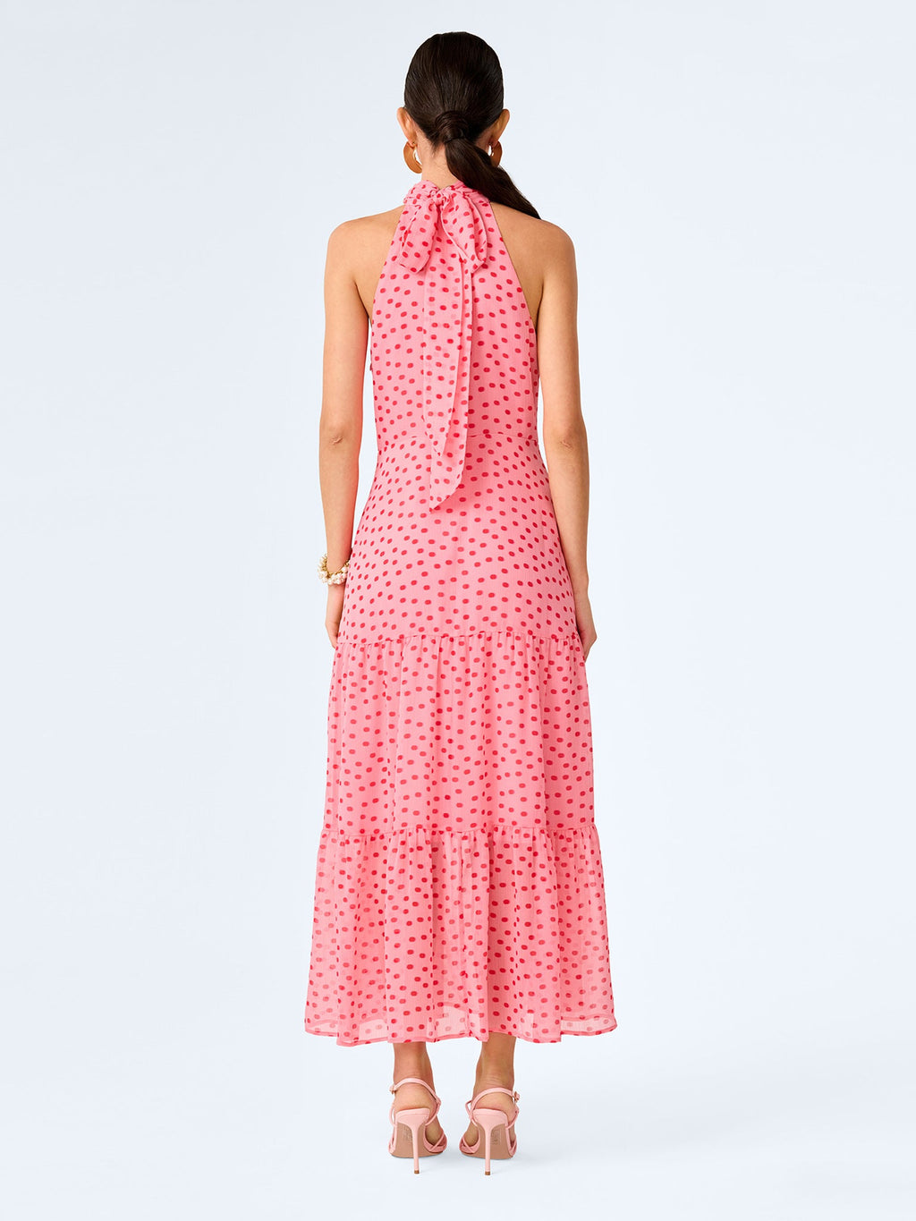 OMNES Romeo Pink Mini Polka Dot Chiffon Dress
