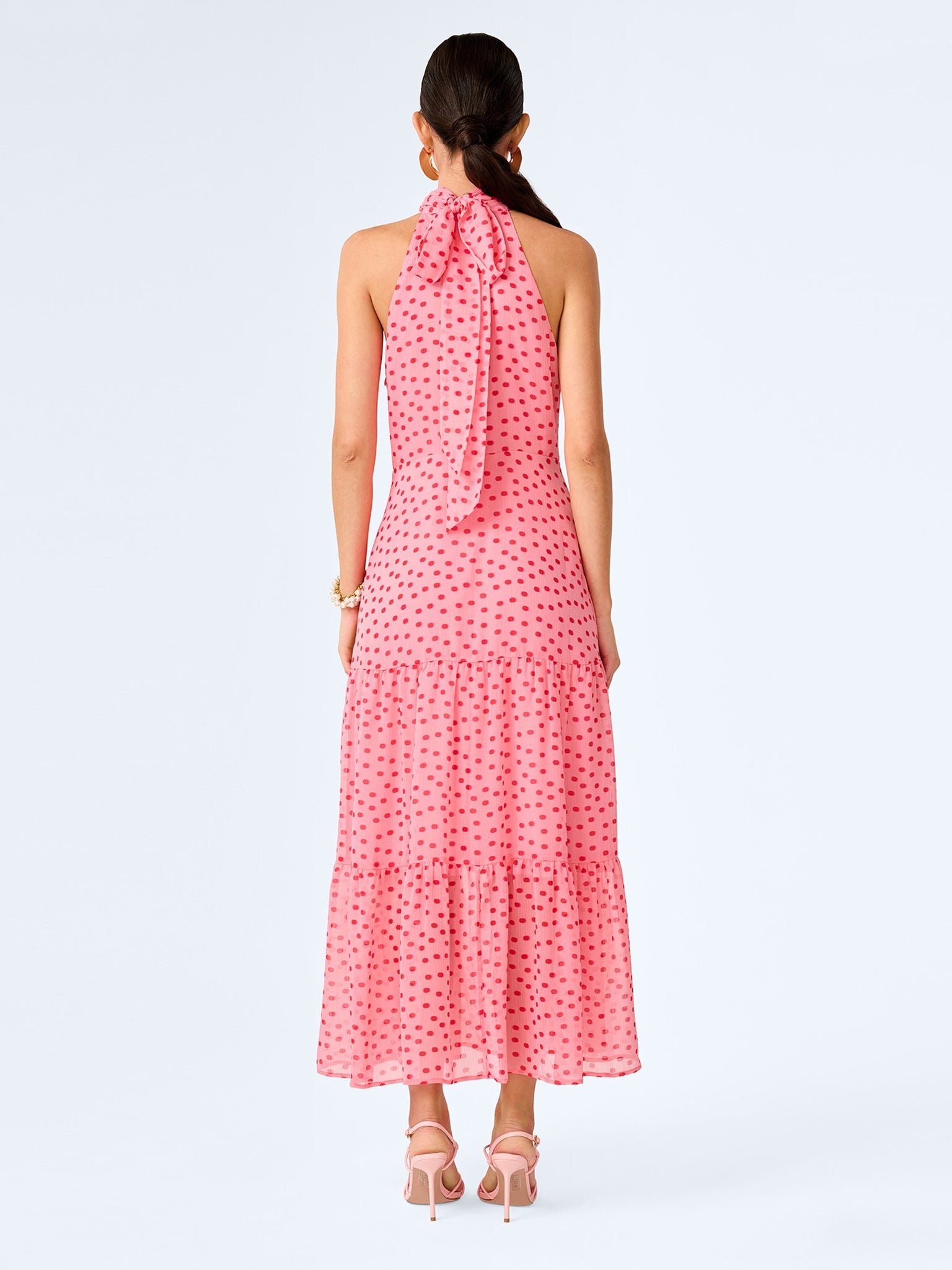 OMNES Romeo Pink Mini Polka Dot Chiffon Dress